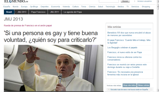 El 'papa' Francisco a favor de la homosexualidad